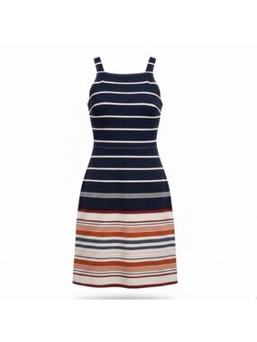 Abercrombie & Fitch Womens Navy & Multicolor Polyester Striped Dress  Size S